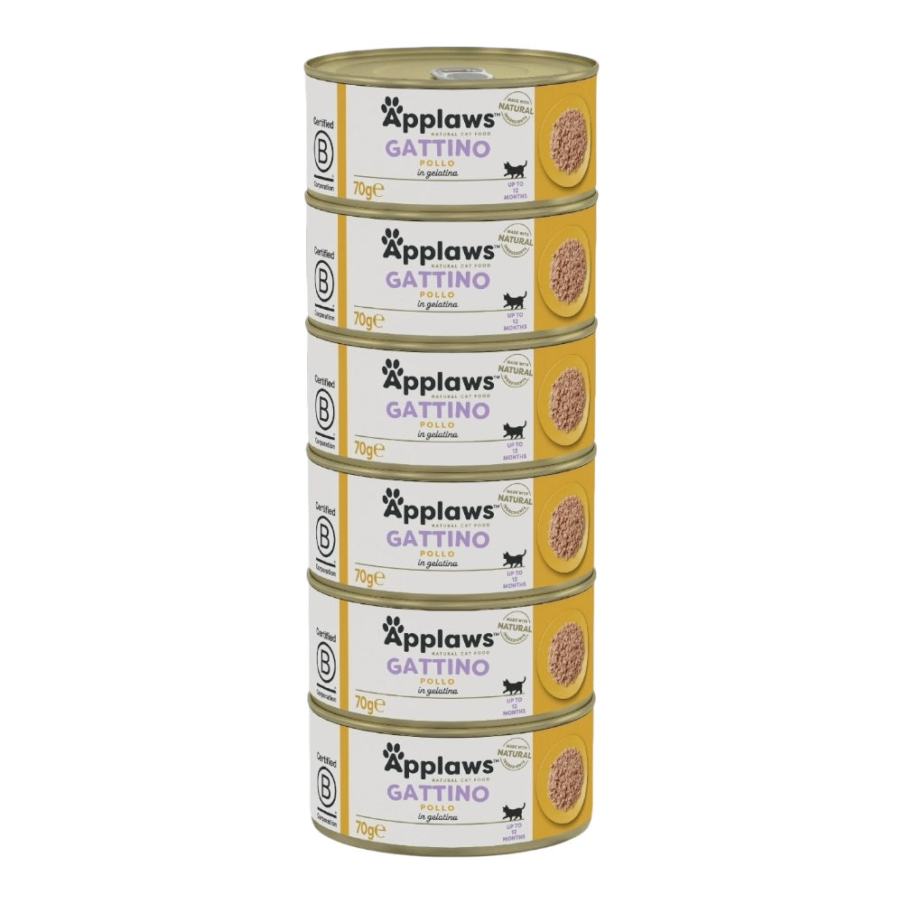 Applaws Gatto lattine Kitten Petto di Pollo in gelatina 24x70 g