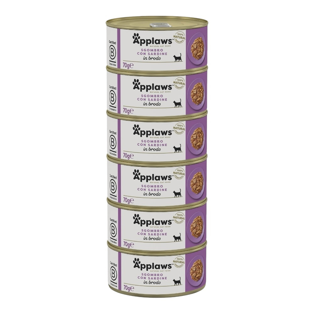 Applaws Gatto lattine Sgombro con Sardine in brodo