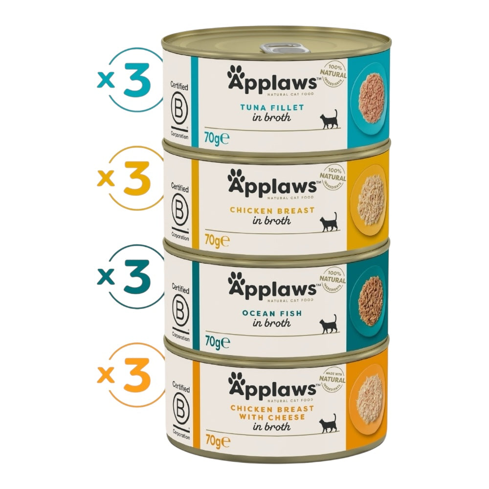 Applaws Gatto Multipack lattine Selezione Variety in brodo 12x70 g