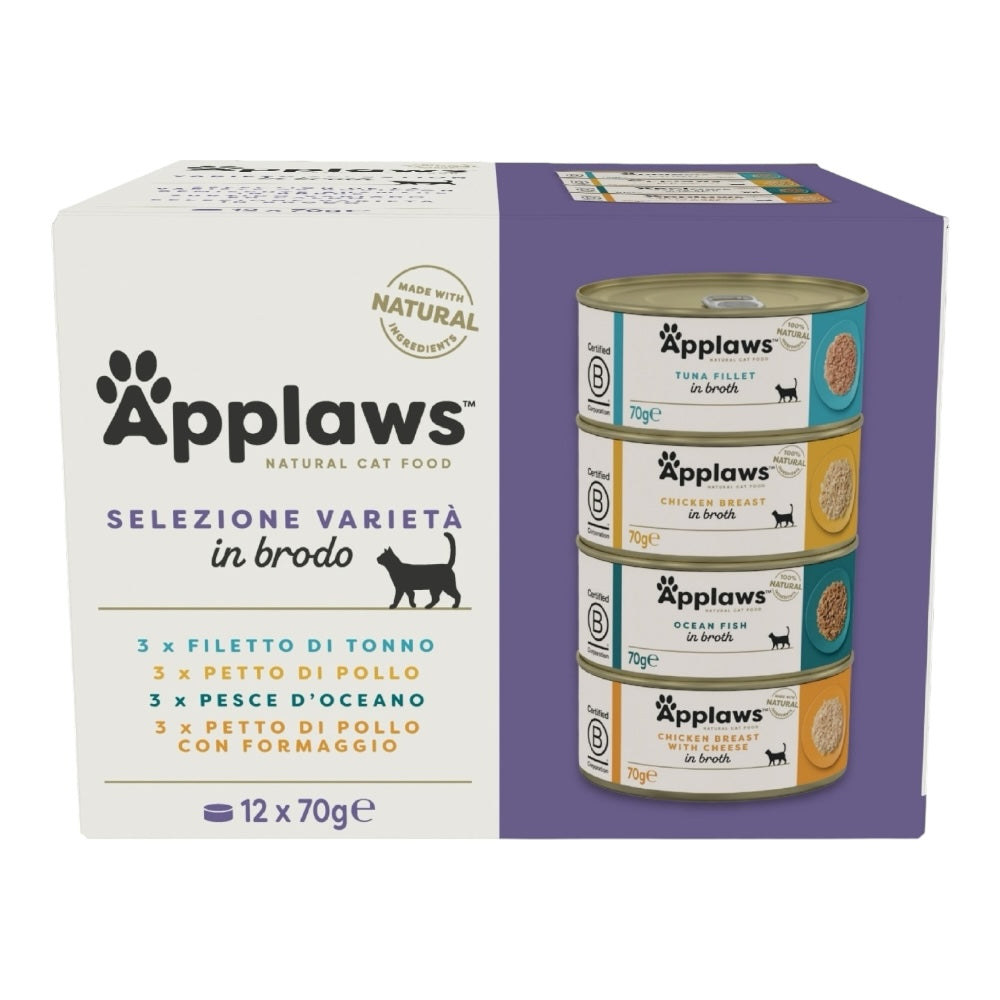 Applaws Gatto Multipack lattine Selezione Variety in brodo 12x70 g