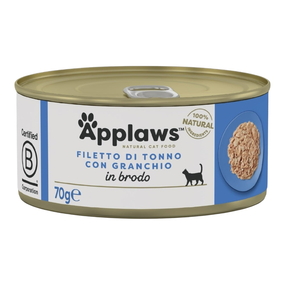 Applaws Gatto lattine Filetto di Tonno e Granchio in brodo 24x70g
