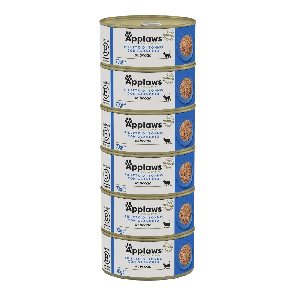 Applaws Gatto lattine Filetto di Tonno e Granchio in brodo 24x70g