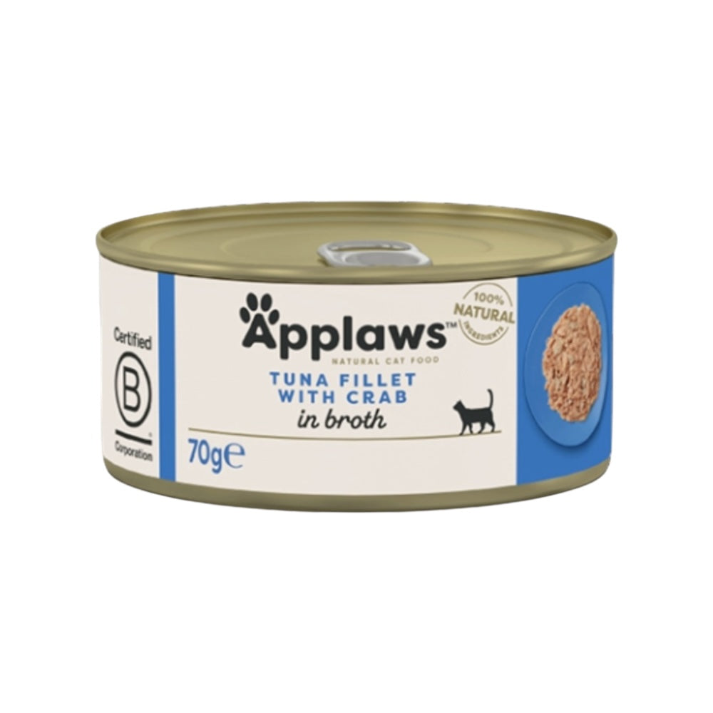 Applaws Gatto lattine Filetto di Tonno e Granchio in brodo 24x70g
