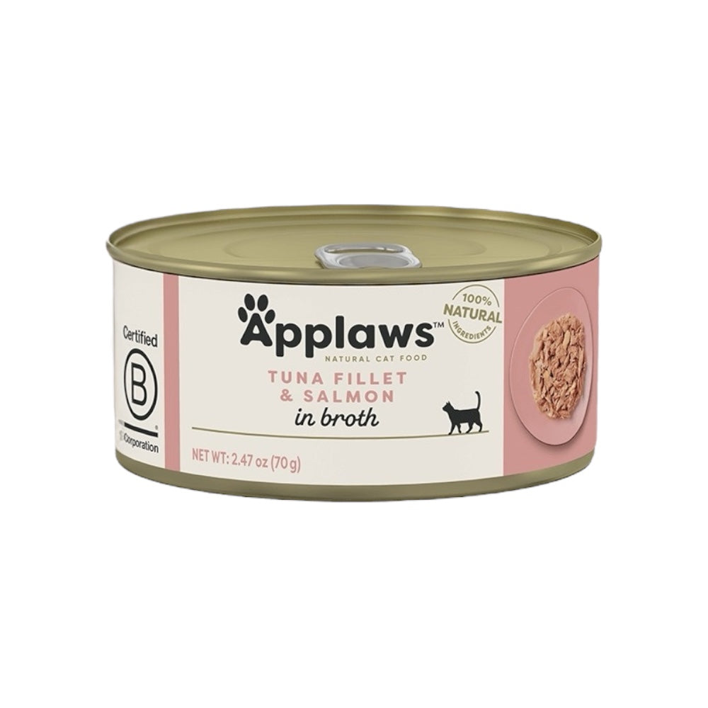 Applaws Gatto lattine Filetto di Tonno con Salmone in brodo 24x70g