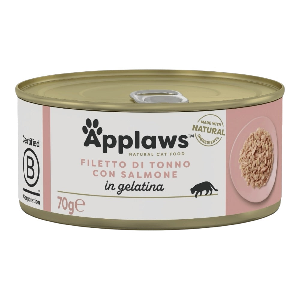 Applaws Gatto lattine Filetto di Tonno con Salmone in gelatina 24x70g