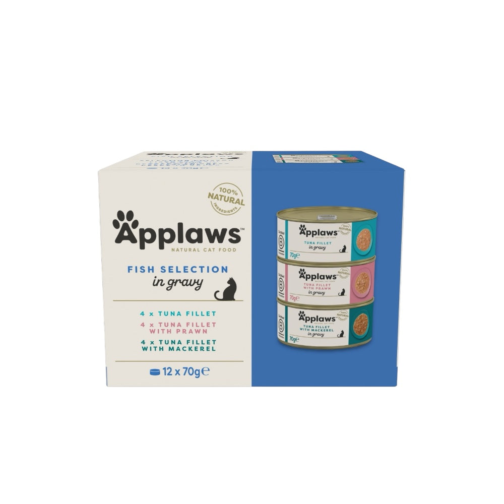 Applaws Gatto Multipack lattine Selezione di Pesce in salsa 12x70g
