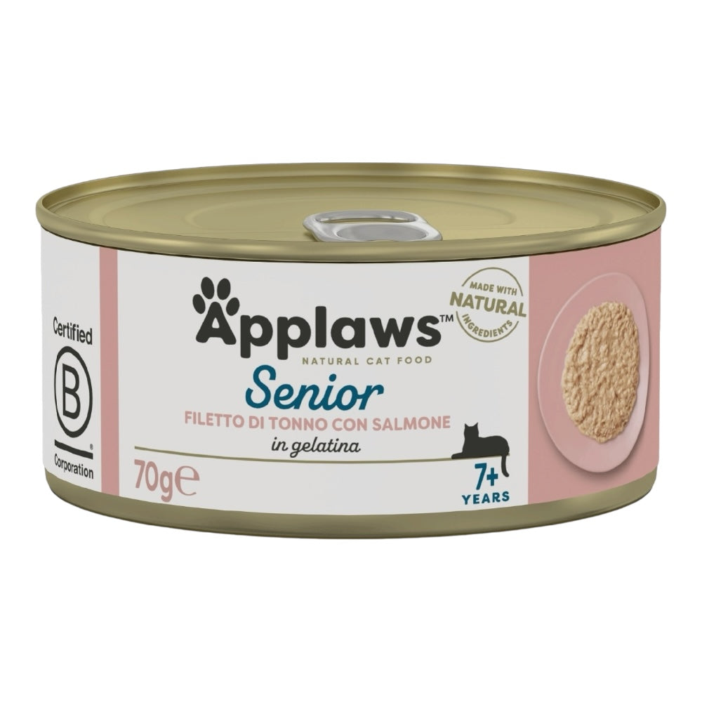 Applaws Gatto lattine Senior Tonno con Salmone in gelatina 24x70g