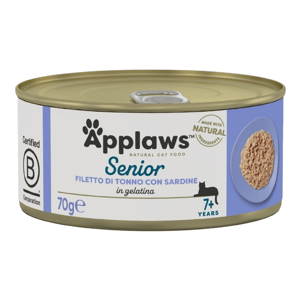Applaws Gatto lattine Senior Tonno con Sardine in gelatina 24x70g