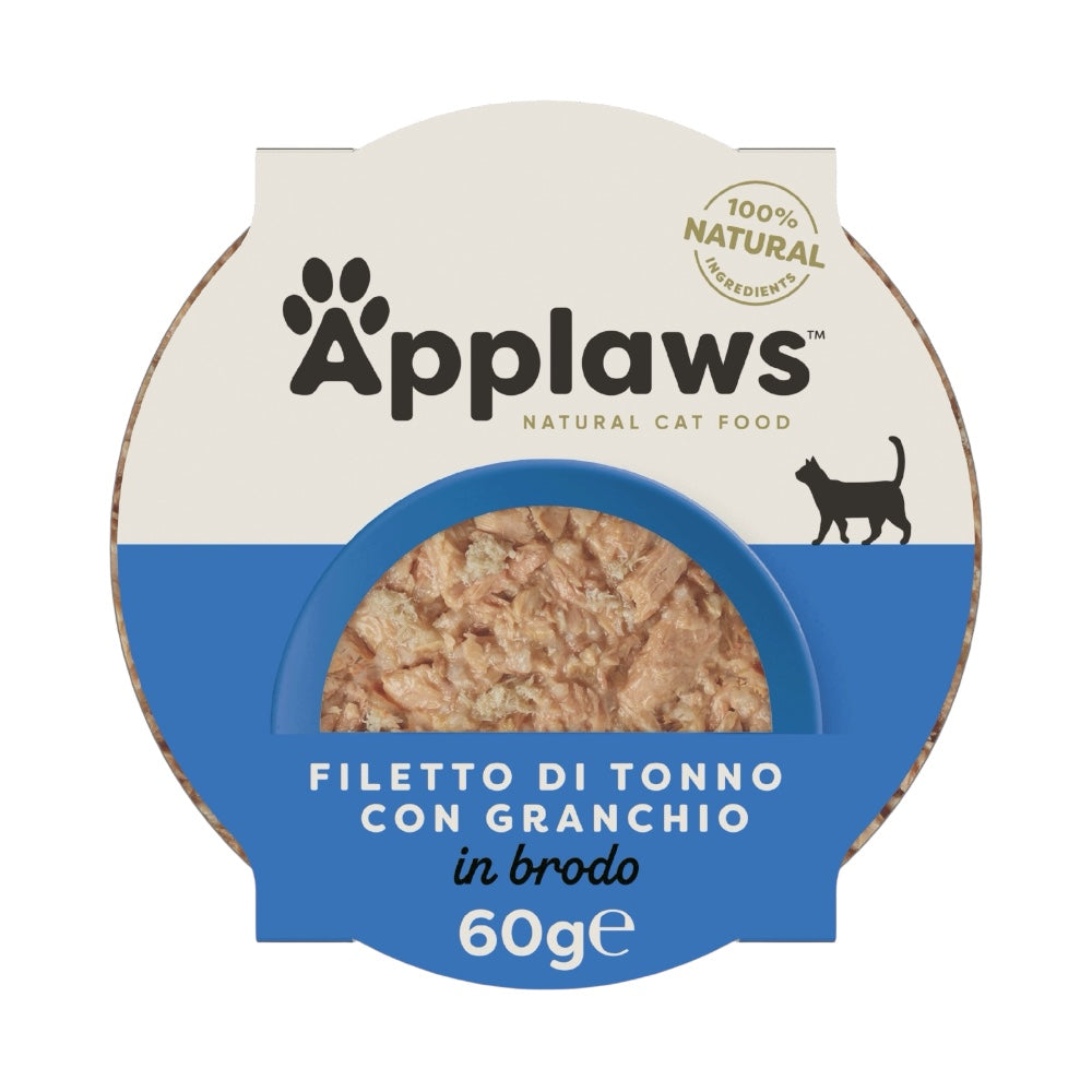 Applaws Gatto pot Filetto di Tonno con Granchio in brodo 10x60g