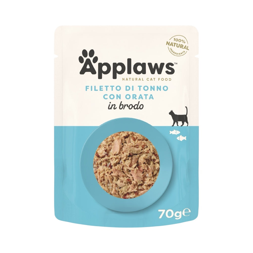 Applaws Gatto buste Filetto di Tonno e Orata in brodo 12x70g