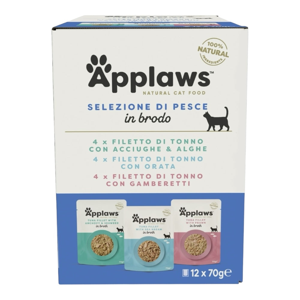 Applaws Gatto buste Multipack Pesce in brodo 12x70g