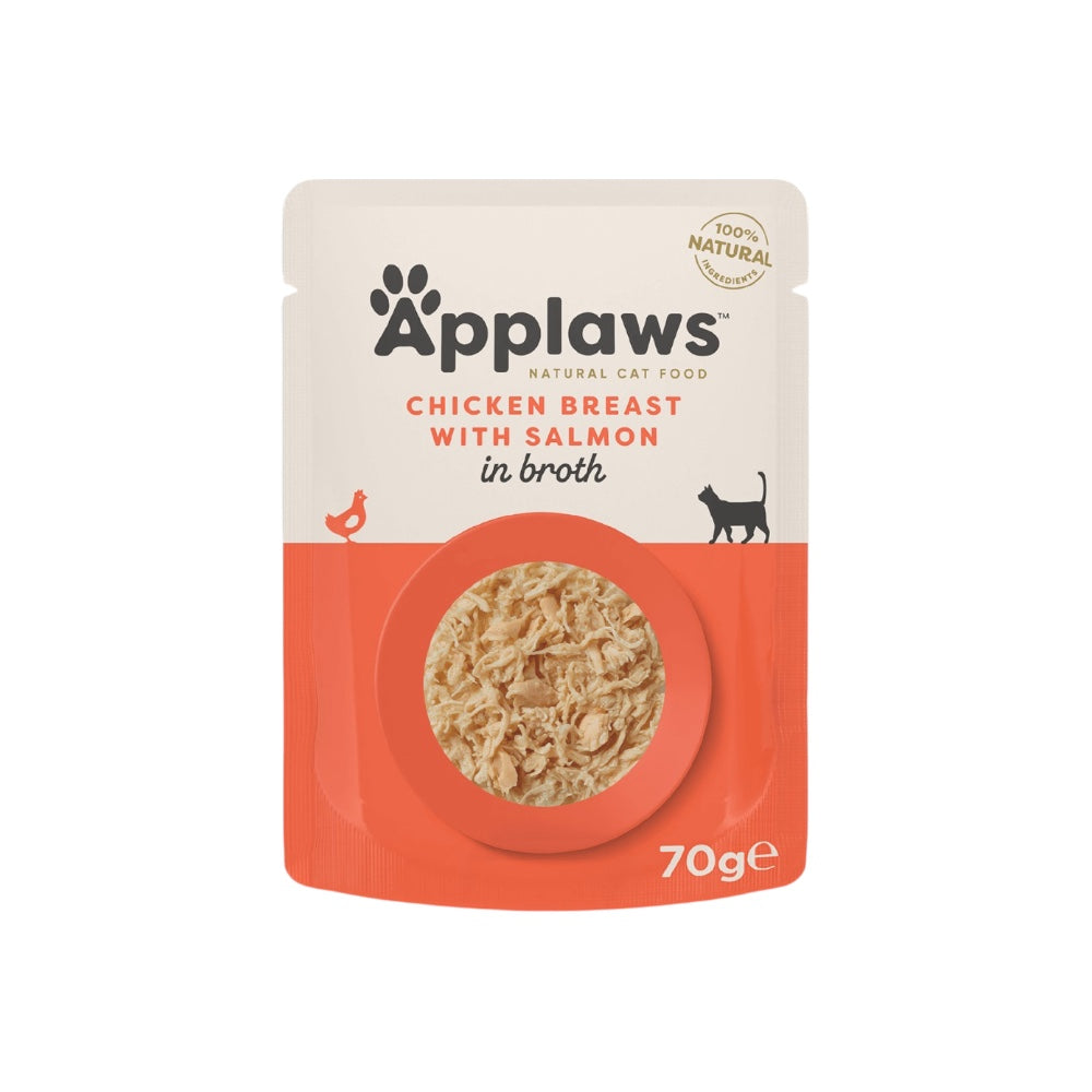 Applaws Gatto buste Pollo con Salmone in brodo 12x70g