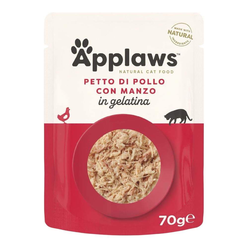 Applaws Gatto buste Petto di Pollo con Manzo in gelatina 16x70g