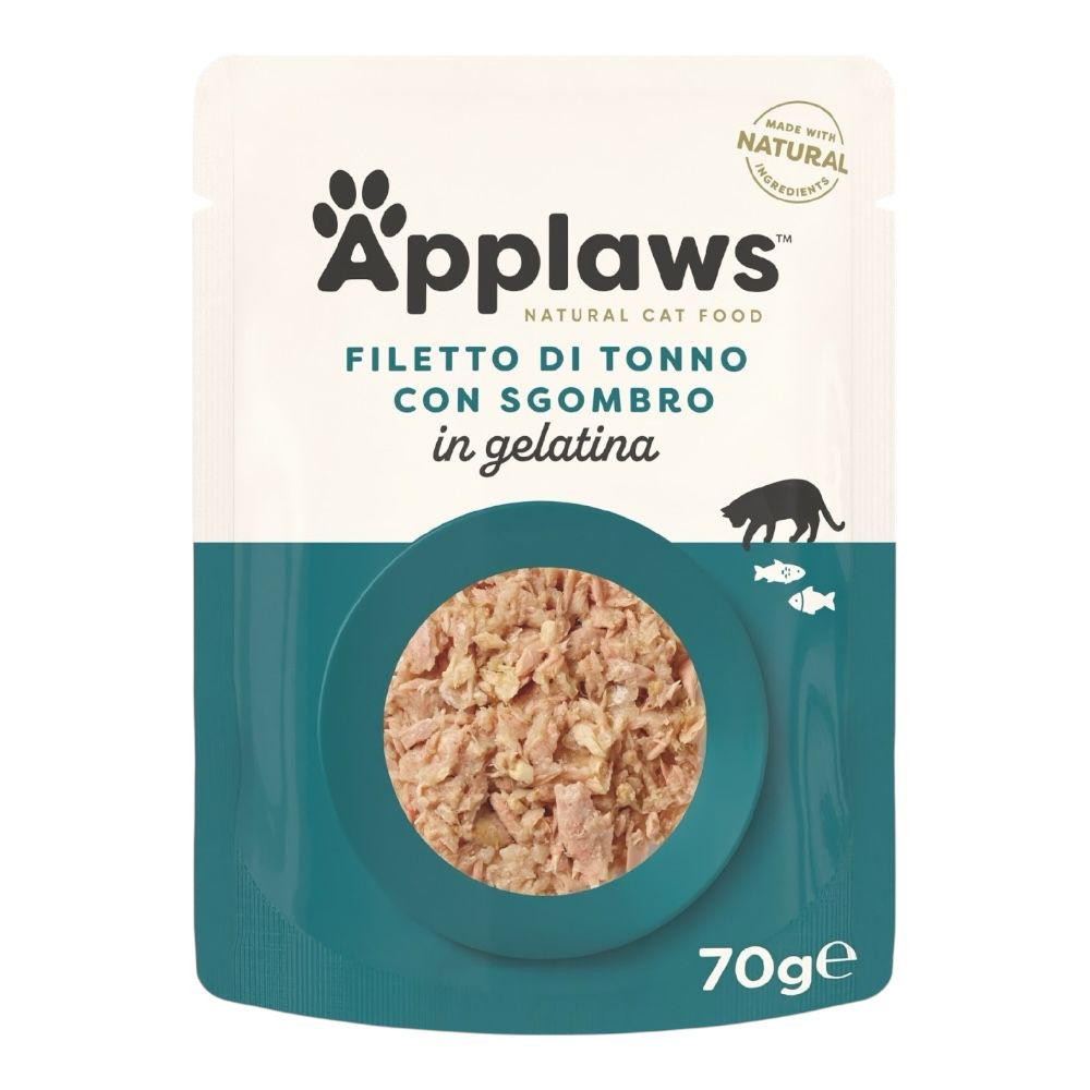 Applaws Gatto buste Filetto di Tonno con Sgombro in gelatina 16x70g