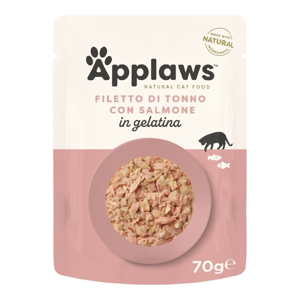 Applaws Gatto buste Filetto di Tonno con Salmone in gelatina 16x70g