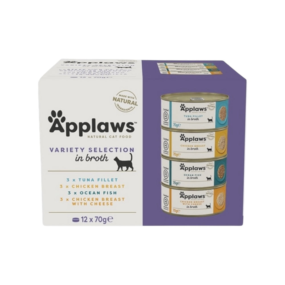 Applaws Gatto Multipack lattine Selezione Variety in brodo 12 x 70 g