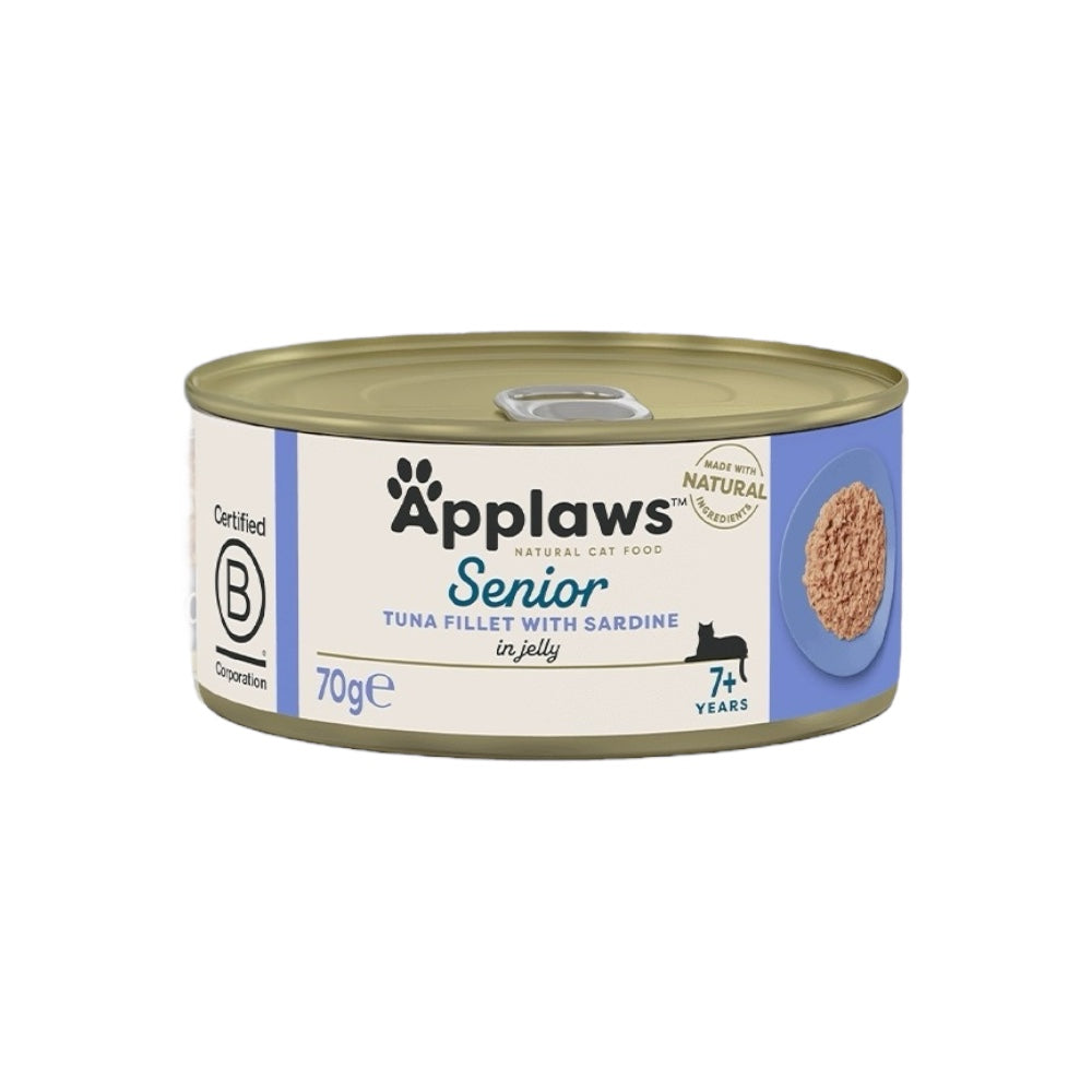 Applaws Gatto lattine Senior Tonno con Sardine in gelatina 24x70g