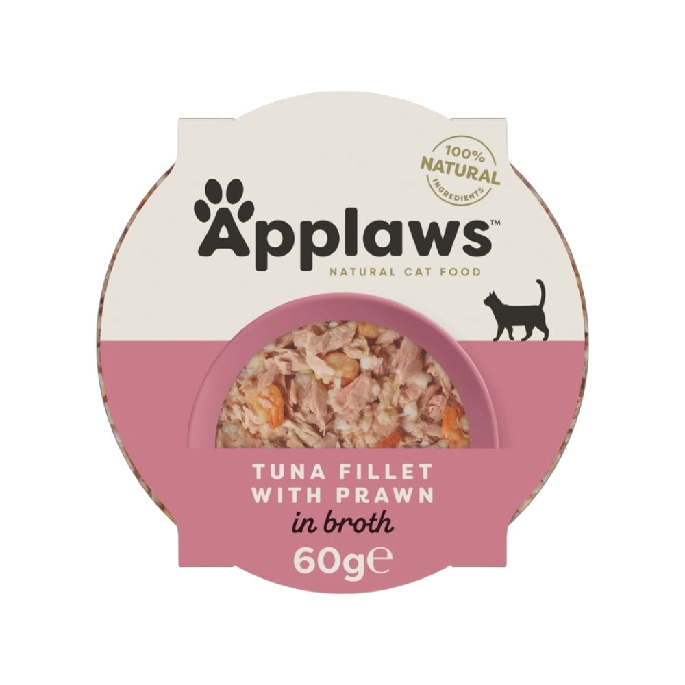Applaws Gatto pot Filetto di Tonno con Gamberetti in brodo 10x60g