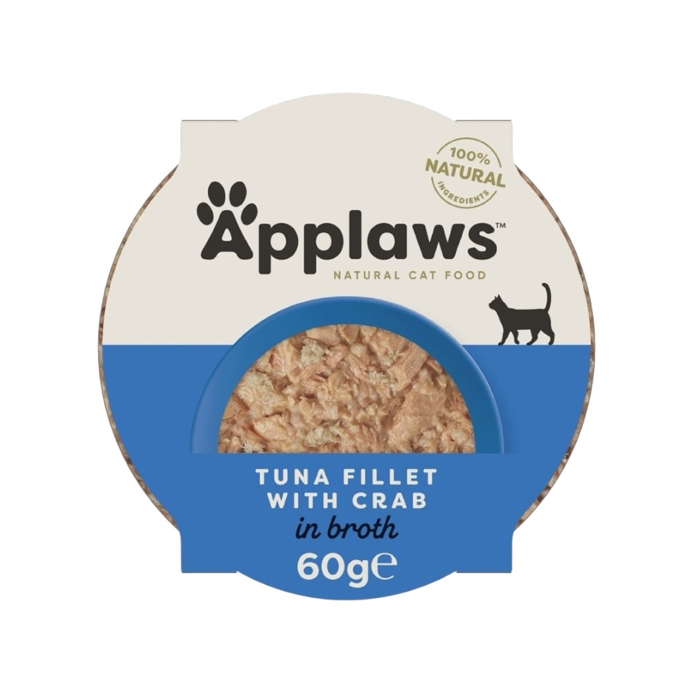Applaws Gatto pot Filetto di Tonno con Granchio in brodo 10x60g