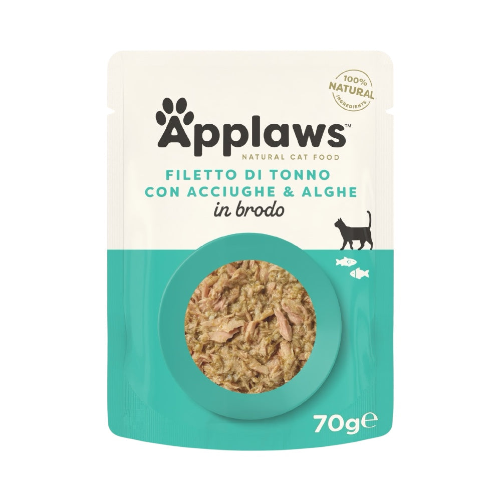 Applaws Gatto buste Filetto di Tonno con Acciughe in brodo 12x70g