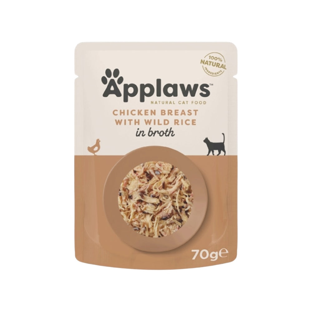 Applaws Gatto buste Petto di Pollo e Riso in brodo 12 x 70 g