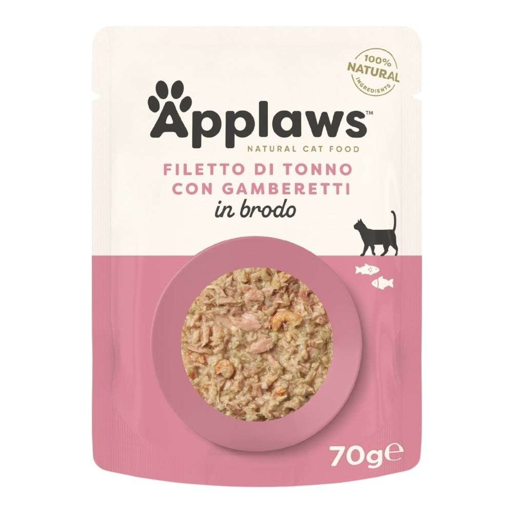 Applaws Gatto buste Tonno e Gamberetti in brodo 12x70g