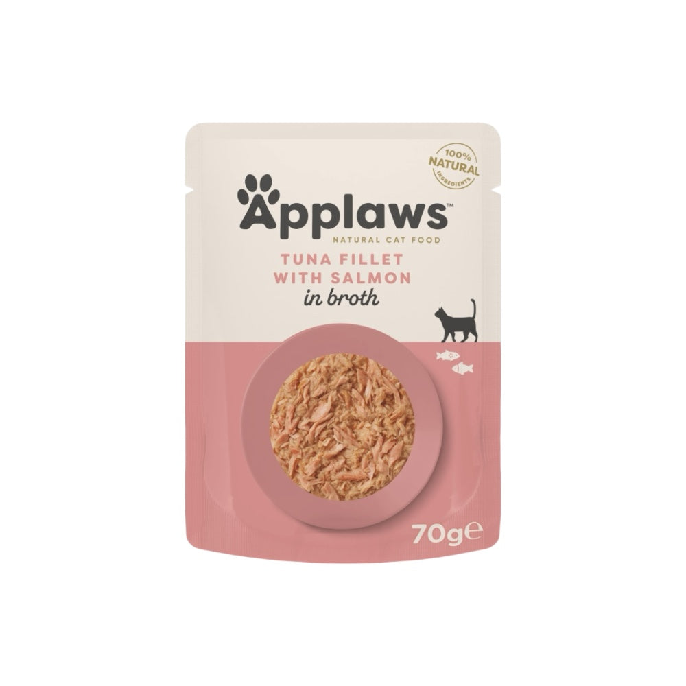 Applaws Gatto buste Tonno con Salmone in brodo 12x70g